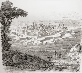 Allgemeines Erscheinungsbild einer bastionierten Festung oder Sternfestung, aus The National Encyclopaedia, veröffentlicht ca. 1890
